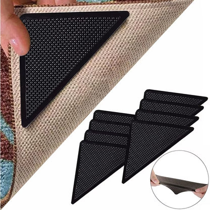 4Pcs/Set Triangle Washable Reusable Rug Gripper Anti-Skid Rubber Mat Non Slip Patch Tape for Tile Floors Carpets Corners Pad